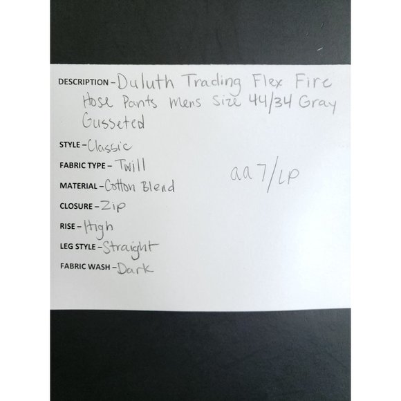 Duluth Trading Co Flex Fire Hose Pants Men's Size 44/34 Gray Gusseted - Picture 8 of 9